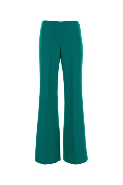 Fendi Turquoise Wool Flared Trousers In Green
