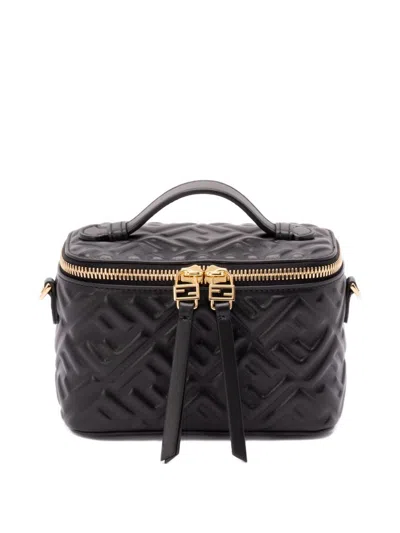 Fendi Vanity Leather Handbag In Black