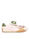 Fendi Wave Pulse Suede Sneakers With Satin Inserts In Pink