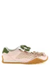 Fendi Wave Pulse Suede Sneakers With Satin Inserts In Pink