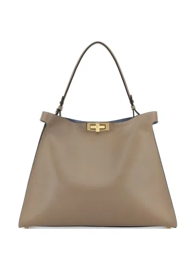 Fendi Way Leather Handbag In Gray