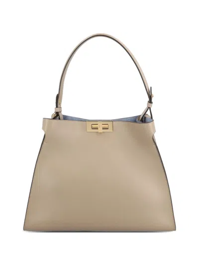 Fendi Way Medium Leather Handbag In Gray