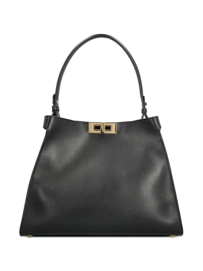 Fendi Way Medium Leather Tote In Black