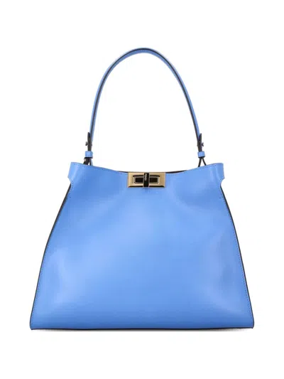 Fendi Way Medium Leather Tote In Blue