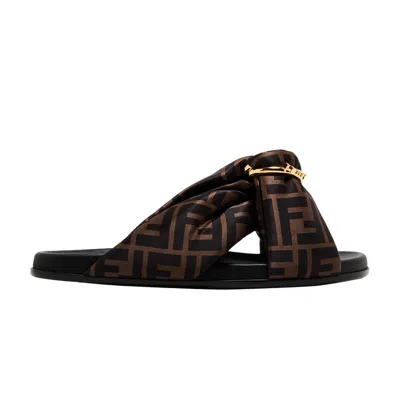 Pre-owned Fendi Wmns Feel Ff Satin Slide 'brown' | Women's Size 36