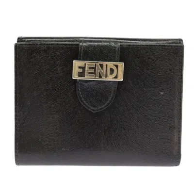 Pre-owned Fendi Graphy Black Leather Wallet  ()