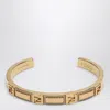 Fendi Graphy Bracelet In Camel Coloured Leather Women In Silver