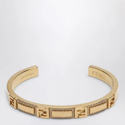 Fendi Graphy Bracelet In Camel Coloured Leather Women In Silver