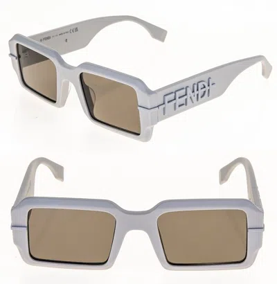 Pre-owned Fendi Graphy Hobo Logo 40073 Matte Gray Fashion Square Sunglasses Fe40073u In Brown
