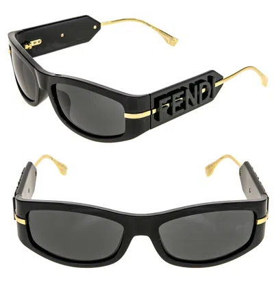 Pre-owned Fendi Graphy Hobo Logo 40120 Black Fashion Wrap Sunglasses Fe40120i In Gray
