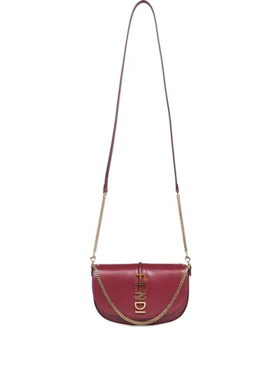 Fendi Graphy Leather Mini Bag In Red