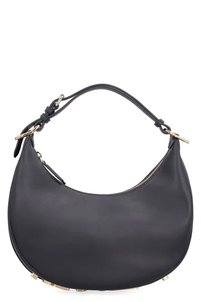 Fendi Graphy Leather Shoulder Bag In Black