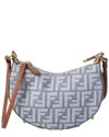 Fendi Graphy Mini Ff Denim & Leather Hobo Bag In Blue