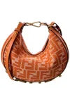 Fendi Graphy Mini Ff Jacquard & Leather Hobo Bag