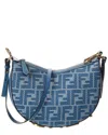 Fendi Dnu Inv  Graphy Mini Ff Jacquard & Leather Hobo Bag In Blue