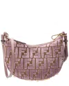 Fendi Graphy Mini Ff Jacquard Velvet & Leather Hobo Bag