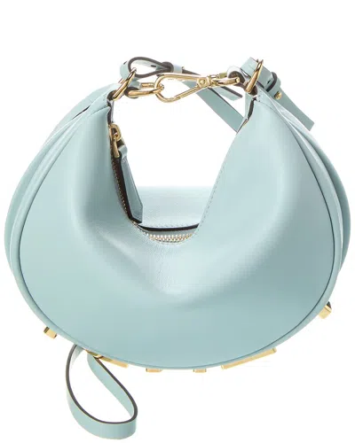 Fendi Graphy Mini Leather Hobo Bag In Blue
