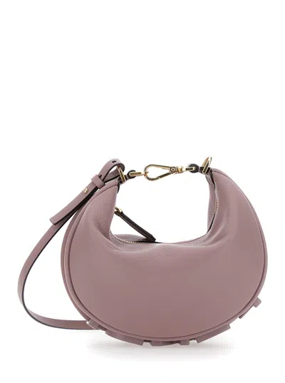 Fendi 'graphy' Pimk Shoulder Bag With Maxi Logo Lettering In Leather Woman In Pink