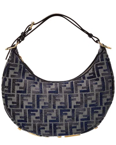 Fendi Graphy Small Ff Chenille & Leather Hobo Bag