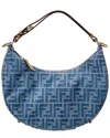 Fendi Graphy Small Ff Denim & Leather Hobo Bag