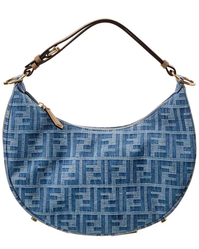 Fendi Graphy Small Ff Denim & Leather Hobo Bag