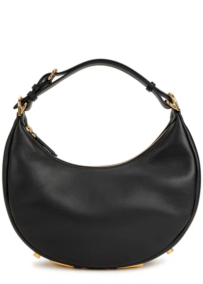 Fendi Graphy Small Leather Hobo Bag In Black