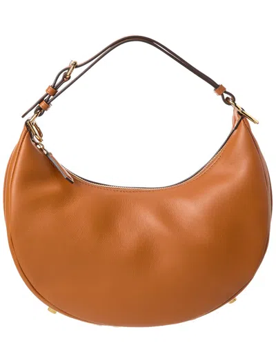 Fendi Graphy Small Leather Hobo Bag In Brown