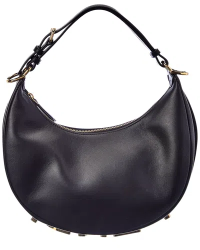 Fendi Graphy Small Leather Hobo Bag In Black