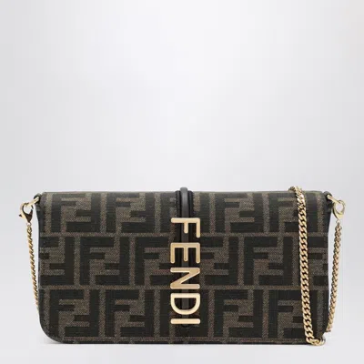 FENDI FENDI FENDIGRAPHY WALLET ON CHAIN IN BROWN FF FABRIC WOMEN