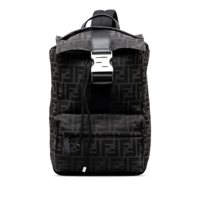 Fendi Ness Black Canvas Backpack Bag ()
