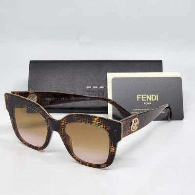 Pre-owned Fendi ? Ff 0359g/s Vh8 Havana Logo Pattern Brown Gradient Women's Sunglasses