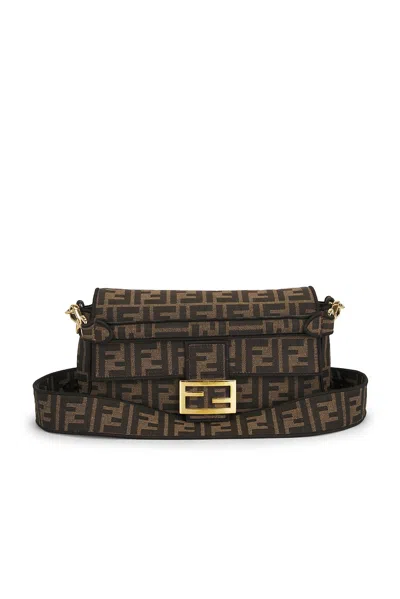 Pre-owned Fendi Ff 1974 Baguette Shoulder Bag In Tobacco Brown