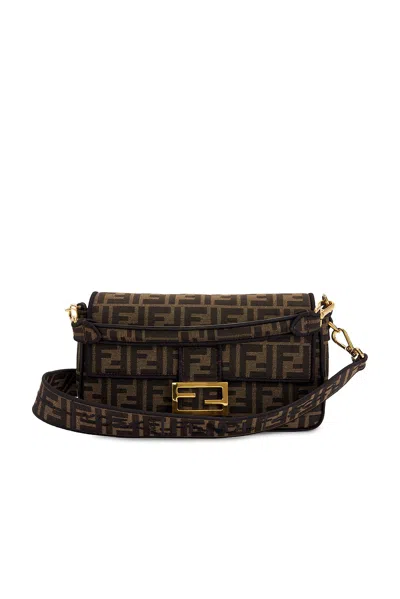 Pre-owned Fendi Ff 1974 Baguette Shoulder Bag In Tobacco Brown