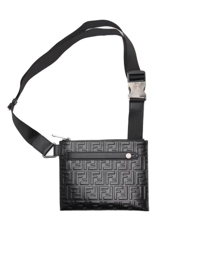 Fendi Ff 1974 Messenger Bag In Black