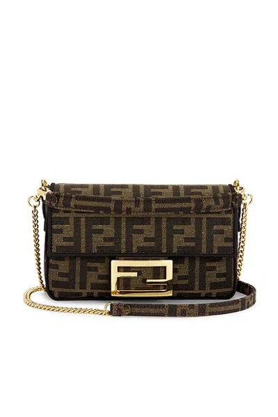 Pre-owned Fendi Ff 1974 Mini Baguette Shoulder Bag In Brown