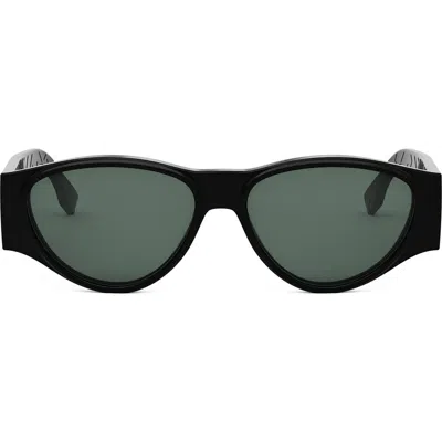 Fendi Ff 55mm Oval Sunglasses In Black