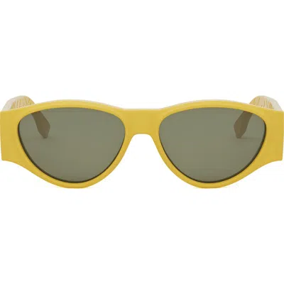 Fendi Ff 55mm Oval Sunglasses In Shiny Yellow/green