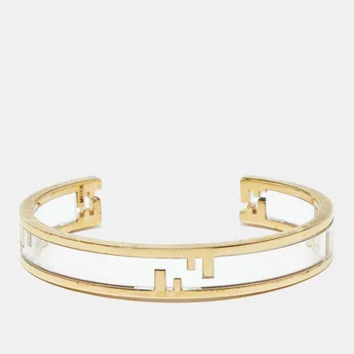 Pre-owned Fendi Ff Aclyric Gold Tone Bracelet M