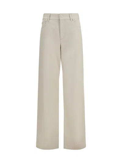 Fendi Ff All-over Printed Cotton Denim Jeans In Neutral