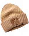 Fendi Ff Alpaca & Wool-blend Beanie In Brown