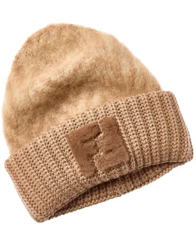 Fendi Ff Alpaca & Wool-blend Beanie In Brown