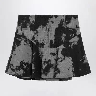 Fendi Ff Animalier Mini Denim Skirt In Black
