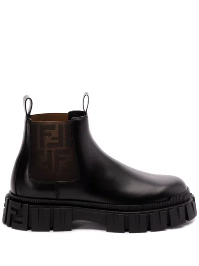Fendi Ff Ankle Boots In Black