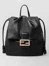 Fendi Ff Backpack Leather Clasp Detail In Black