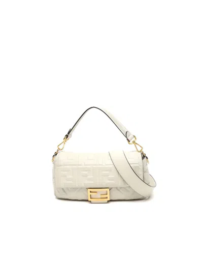 Fendi Ff Baguette Bag In White