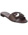 Fendi Ff Baguette Leather Sandal In Brown