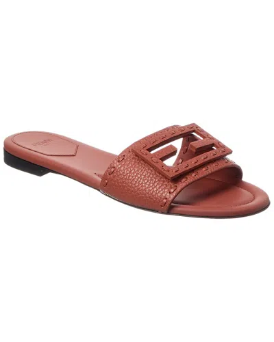Fendi Ff Baguette Leather Sandal In Brown