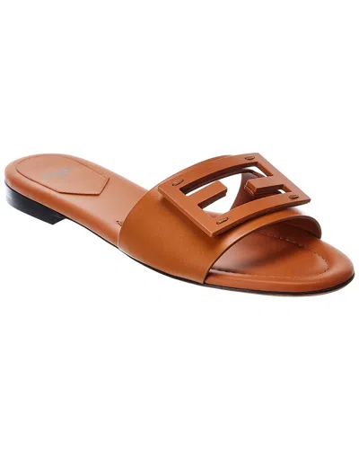 Fendi Ff Baguette Leather Sandal In Brown