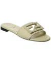 Fendi Leather Slippers Flat Sole Open Toe Studded Detail In Green