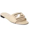 Fendi Women Ivory Leather Baguette Slippers In Neutral
